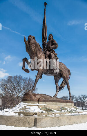 John Alexander Logan Monument im Winter Stockfoto