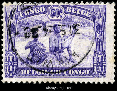 Briefmarke von Belgisch Kongo in der Völker und der Blick aus dem Kongo Serie 1931 ausgestellt Stockfoto