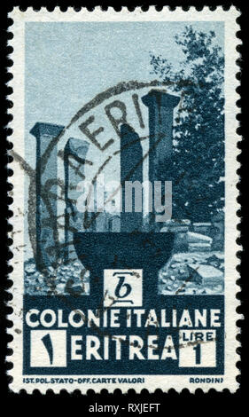 Briefmarke von Italienisch Ostafrika in den Kolonien - Eritrea Serie 1933 ausgestellt Stockfoto