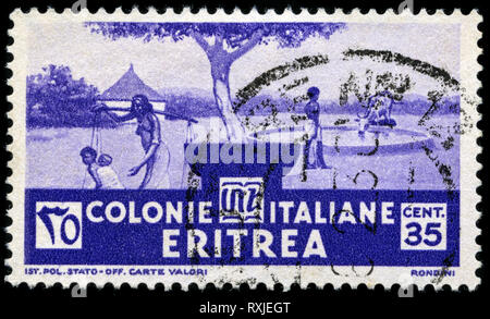 Briefmarke von Italienisch Ostafrika in den Kolonien - Eritrea Serie 1933 ausgestellt Stockfoto