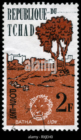 Poststempel Stempel aus dem Tschad in der Tiere und Landschaften Serie aus dem Jahr 1962 Stockfoto