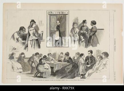 New York Nächstenliebe -- St Barnabas House, 304 Mulberry Street. Winslow Homer (American, 1836-1910); herausgegeben von Harper's Weekly (American, 1857-1916). Datum: 1874. Abmessungen: 232 x 244 mm (Bild); 271 x 402 mm (Blatt). Holzstich auf Papier. Herkunft: USA. Museum: Das Chicago Art Institute. Stockfoto