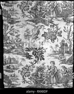 Panel (Dekorationsstoff). Von Christophe Phillipe Oberkampf (Französisch, 1738-1815); Frankreich, Jouy-en-Josas hergestellt. Datum: 1780-1790. Abmessungen: 114,9 × 93,4 cm (45 1/4 x 36 3/4 in.). Baumwolle, in Leinwandbindung; Kupferstich gedruckt; nicht ganz senkrecht wiederholen. Herkunft: Frankreich. Museum: Das Chicago Art Institute. Stockfoto