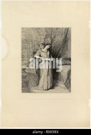 Wenn ich vor Dir, Platte acht aus Othello sterben. Théodore Chassériau; Französisch, 1819-1856. Datum: 1844. Abmessungen: 285 × 215 mm (Bild); 292 × 223 mm (Blatt). Ätzung, Gravur und Kaltnadelradierung auf Off-white China Papier, legte sich auf Creme webte Papier. Herkunft: Frankreich. Museum: Das Chicago Art Institute. Stockfoto