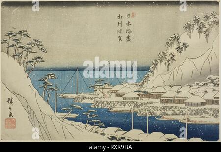 Uraga in Sagami Provinz (soshu Uraga), aus der Serie "Häfen Japans (Nihon minato zukushi)". Utagawa Hiroshige?? ??; Japanisch, 1797-1858. Datum: 1835-1849. Abmessungen: 21,8 x 34,1 cm (8 9/16 x 13 7/16 in.). Farbe holzschnitt; Oban. Herkunft: Japan. Museum: Das Chicago Art Institute. Stockfoto