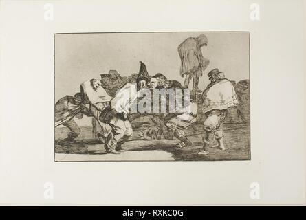 Freue dich, Karneval, für Morgen wirst du die Asche sein, Platte 14 aus Los Proverbios. Francisco José de Goya y Lucientes; Spanisch, 1746-1828. Datum: 1815-1824. Abmessungen: 209 x 319 mm (Bild); 244 x 350 mm (Platte); 332 x 495 mm (Blatt). Radierung und Aquatinta auf Elfenbein webte Papier. Herkunft: Spanien. Museum: Das Chicago Art Institute. Stockfoto