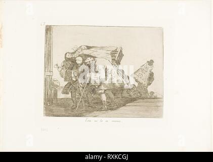 Dies ist nicht weniger, Platte 67 aus den Katastrophen des Krieges. Francisco José de Goya y Lucientes; Spanisch, 1746-1828. Datum: 1815-1820. Abmessungen: 144 x 189 mm (Bild); 170 x 215 mm (Platte); 240 x 338 mm (Blatt). Radierung mit Aquatinta und Kaltnadel in warmen Schwarz auf Weiß webte Papier mit vergoldeten Kanten. Herkunft: Spanien. Museum: Das Chicago Art Institute. Stockfoto