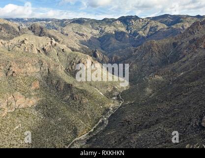 Luftaufnahme von Sabino Canyon in Tucson, Arizona. Stockfoto