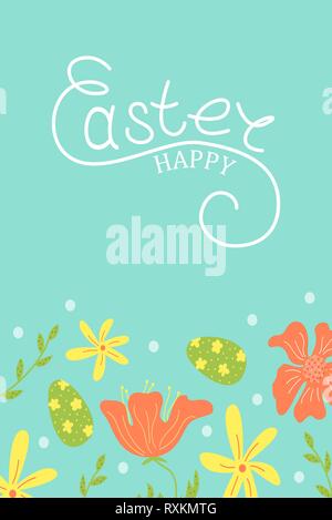 Cute Vector Ostern Karte. Ostereier, Frühling Urlaub. Grußkarte. Frohe Ostern. Stock Vektor