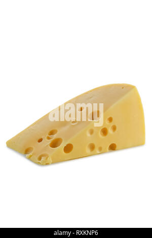 Dreieck Stück gouda Käse isoliert auf weißem Stockfoto