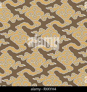 Chinesische cloud Muster Vektor. Gold Hintergrund. Stock Vektor
