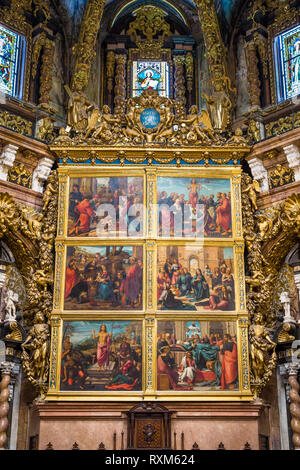 Valencia, Spanien, 02. Dezember 2016: Innenraum des Metropolitan Cathedral-Basilica der Himmelfahrt Mariens von Valencia Stockfoto