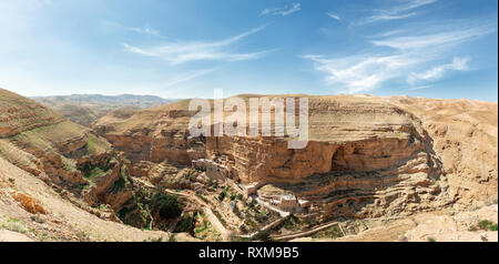 Panorama von Wadi Qelt in der Judäischen Wüste Israel Stockfoto