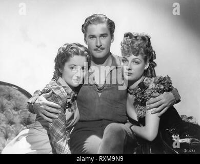 OLIVIA de Havilland Errol Flynn ANN SHERIDAN DODGE CITY 1939 Regisseur Michael Curtiz Technicolor Western Werbung Porträt von George Hurrell Warner Bros. Stockfoto