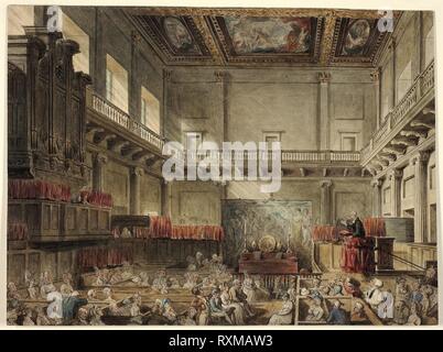 Studie für die Königliche Kapelle, Whitehall, in Micocosm von London. Charles Augustus Pugin (Englisch, geboren in Frankreich, 1762-1832); Thomas Rowlandson (Englisch, 1756-1827). Datum: 1807-1810. Abmessungen: . Feder und Tusche und Aquarell auf Papier. Herkunft: England. Museum: Das Chicago Art Institute. Stockfoto