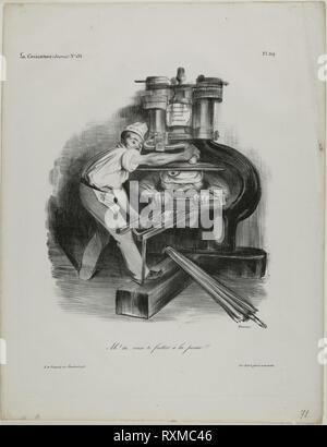 O, sie wollen mit der Presse einmischen!", Platte 319. Honoré Victorin Daumier; Französisch, 1808-1879. Datum: 1833. Abmessungen: 227 × 194 mm (Bild); 367 × 282 mm (Blatt). Lithographie in Schwarz auf Elfenbein webte Papier. Herkunft: Frankreich. Museum: Das Chicago Art Institute. Stockfoto