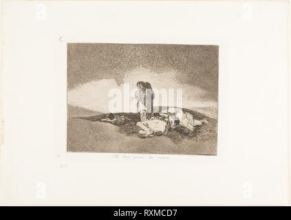 Es ist Niemand zu Ihnen, Platte 60 aus den Katastrophen des Krieges zu helfen. Francisco José de Goya y Lucientes; Spanisch, 1746-1828. Datum: 1812-1815. Abmessungen: 130 x 179 mm (Bild); 152 x 205 mm (Platte); 240 x 339 mm (Blatt). Radierung, Aquatinta und brüniert Burin auf Elfenbein webte Papier mit vergoldeten Kanten. Herkunft: Spanien. Museum: Das Chicago Art Institute. Stockfoto