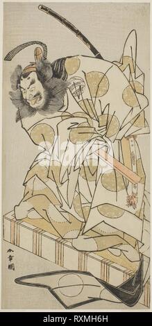 Der Schauspieler Nakajima Mihoemon II als Bomon keine Saisho Kiyotada im Spiel Oyafune Taiheiki, durchgeführt an der Ichimura Theater im elften Monat, 1775. Shunsho Katsukawa?? ??; Japanisch, 1726-1792. Datum: 1779-1780. Abmessungen: 29,8 x 14,3 cm (11 3/4 x 5 5/8 in.). Farbe holzschnitt; hosoban. Herkunft: Japan. Museum: Das Chicago Art Institute. Stockfoto