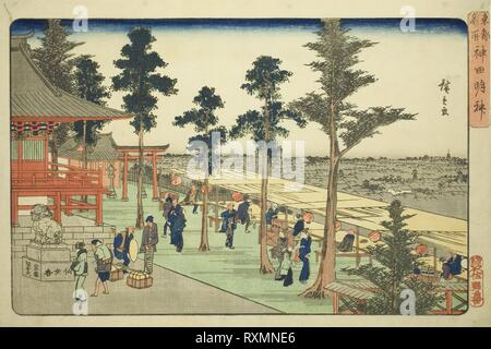 Kanda Myojin Schrein (Kanda Myojin), aus der Serie "Berühmte Orte im Osten der Hauptstadt (Toto Meisho)". Utagawa Hiroshige?? ??; Japanisch, 1797-1858. Datum: 1827-1843. Abmessungen: 24,4 x 36,8 cm (9 5/8 x 14 1/2 in.). Farbe holzschnitt; Oban. Herkunft: Japan. Museum: Das Chicago Art Institute. Stockfoto