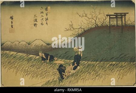 Nr. 42: Midono, aus der Serie ixty - neun Stationen des Kisokaido (Kisokaido rokujukyu tsugi no Uchi)". Utagawa Hiroshige?? ??; Japanisch, 1797-1858. Datum: 1830-1843. Abmessungen: 22,5 x 35,2 cm (8 7/8 x 13 7/8 in.). Farbe holzschnitt; Oban. Herkunft: Japan. Museum: Das Chicago Art Institute. Stockfoto