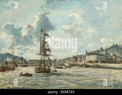 Einfahrt in den Hafen von Honfleur. Johan Barthold Jongkind; Niederländisch, 1819-1891. Datum: 1863-1864. Abmessungen: 16 5/8 x 22 1/4 in. (42,2 x 56,2 cm). Öl auf Leinwand. Herkunft: Holland. Museum: Das Chicago Art Institute. Stockfoto