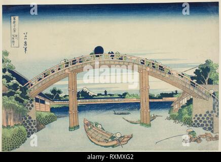 Unter Mannen Brücke in Fukagawa (fukagawa Mannenbashi shita) aus der Serie "36 Ansichten des Berges Fuji (Fugaku sanjurokkei)". Katsushika Hokusai?? ??; Japanisch, 1760-1849. Datum: 1825-1838. Abmessungen: 25,8 x 37,2 cm (10 1/8 x 14 5/8 in.). Farbe holzschnitt; Oban. Herkunft: Japan. Museum: Das Chicago Art Institute. Stockfoto