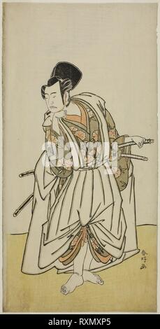 Der Schauspieler Ichikawa Yaozo II als Sakura-maru im Spiel Sugawara Denju Tenarai Kagami, durchgeführt an der Ichimura Theater im siebten Monat, 1776. Katsukawa Shunko I; Japanisch, 1743-1812. Datum: 1771-1781. Abmessungen: 31,1 x 15,5 cm (12 1/4 x 6 1/8 in.). Farbe holzschnitt; hosoban; aus einer Komposition mit mehreren Blättern. Herkunft: Japan. Museum: Das Chicago Art Institute. Stockfoto