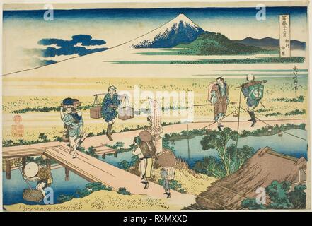 Nakahara in Sagami Provinz (soshu Nakahara), aus der Serie "36 Ansichten des Berges Fuji (Fugaku sanjurokkei)". Katsushika Hokusai?? ??; Japanisch, 1760-1849. Datum: 1825-1838. Abmessungen: 26,5 x 38,8 cm (10 3/8 x 15 1/4 in.). Farbe holzschnitt; Oban. Herkunft: Japan. Museum: Das Chicago Art Institute. Stockfoto