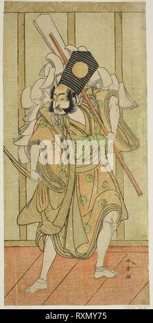 Der Schauspieler Arashi Sangoro II als Asahina Saburo im Spiel Iro Maki-e Soga keine Sakazuki, durchgeführt an der Morita Theater im ersten Monat, 1773. Shunsho Katsukawa?? ??; Japanisch, 1726-1792. Datum: 1768-1778. Abmessungen: 30,4 x 14,3 cm (11 15/16 x 5 5/8 in.). Farbe holzschnitt; hosoban; rechts Blatt Diptychon. Herkunft: Japan. Museum: Das Chicago Art Institute. Stockfoto