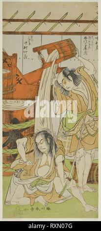 Die Schauspieler Ichikawa Komazo II wie Satsuma Gengobei (rechts), und Nakamura Nakazo ich als Sasano Sangobei (links). Shunsho Katsukawa?? ??; Japanisch, 1726-1792. Datum: 1766-1776. Abmessungen: 30,6 x 13,5 cm (12 1/16 x 5 5/16 in.). Farbe holzschnitt; hosoban. Herkunft: Japan. Museum: Das Chicago Art Institute. Stockfoto