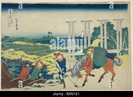 Senju Musashi Provinz (bushu Senju), aus der Serie "36 Ansichten des Berges Fuji (Fugaku sanjurokkei)". Katsushika Hokusai?? ??; Japanisch, 1760-1849. Datum: 1825-1837. Abmessungen: 26,1 x 38,5 cm (10 1/4 x 15 1/8 in.). Farbe holzschnitt; Oban. Herkunft: Japan. Museum: Das Chicago Art Institute. Stockfoto