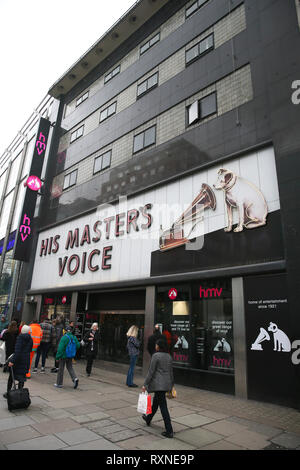 HMV durch kanadische Gruppe Sunrise Datensätze gekauft worden. Der Flagship Store in der Oxford Street werden nicht unter den neuen Bedingungen wieder geöffnet werden und hat seit Weihnachten - London mit: Atmosphäre, Wo: London, Vereinigtes Königreich, wenn: 07 Feb 2019 Credit: WENN.com geschlossen Stockfoto