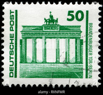 Poststempel Stempel aus Ostdeutschland (DDR) in die Gebäude und Monumente in der Serie 1990 Stockfoto