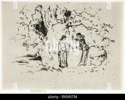 Die pastorale Spielen. Theodore Roussel; Französisch, in England, 1847-1926 gearbeitet. Datum: 1888. Abmessungen: 125 × 190 mm (Bild); 159 × 218 mm (Platte); 165 × 216 mm (Blatt). Ätzen in Schwarz auf Elfenbein Bütten. Herkunft: England. Museum: Das Chicago Art Institute. Stockfoto