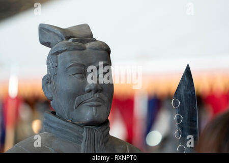 Terrakotta Armee warrior statue Nahaufnahme Detail Stockfoto