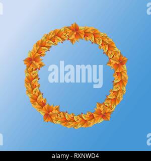 Herbstliche runden Rahmen. Kranz der Blätter im Herbst. Vector Illustration. 10 eps Stock Vektor