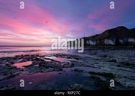 Sonnenuntergang auf Flamborough Head Stockfoto