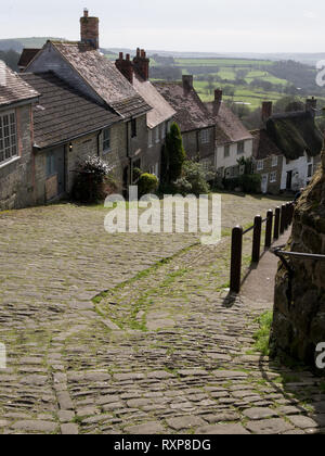 Gold Hill ('Hovis' Hill), Shaftesbury, Dorset, Großbritannien Stockfoto