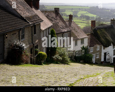 Gold Hill ('Hovis' Hill), Shaftesbury, Dorset, Großbritannien Stockfoto