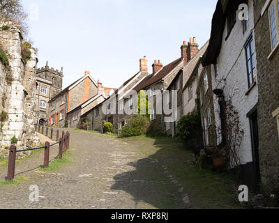 Gold Hill ('Hovis' Hill), Shaftesbury, Dorset, Großbritannien Stockfoto