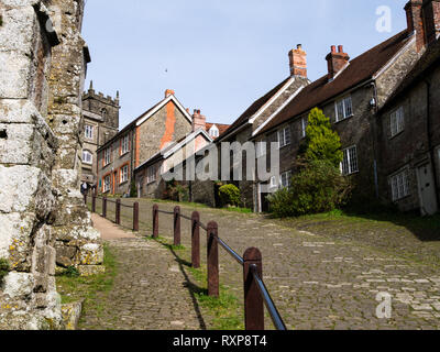 Gold Hill ('Hovis' Hill), Shaftesbury, Dorset, Großbritannien Stockfoto