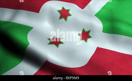 Burundi wehende Flagge in 3D Stockfoto