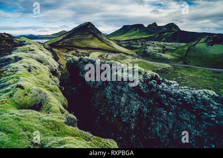 Surreal und bunte Landschaft von Island mit niemand um Stockfoto