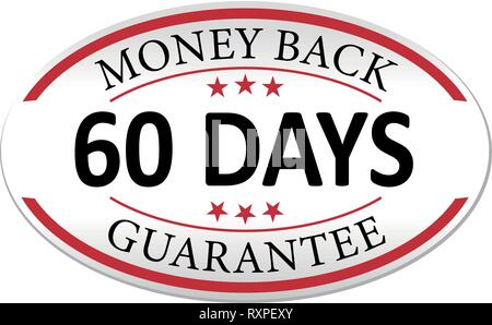 Geld zurück 60 Tage Papierbahn lable Abzeichen isoliert Stock Vektor