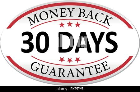 Geld zurück 30 Tage Papierbahn lable Abzeichen isoliert Stock Vektor