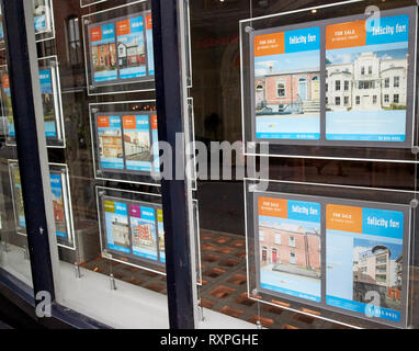 Eigenschaften für Verkauf in das Fenster eines Auktionatoren Immobilien Agentur in Dublin Irland Europa Stockfoto