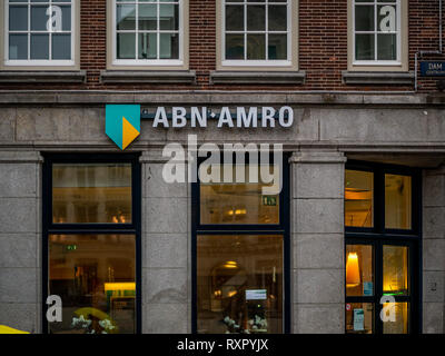 Amsterdam, Niederlande - 26 August, 2018: Die Marke logo ABN AMRO Bank auf der lokalen Niederlassung in Amsterdam Stockfoto