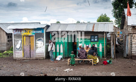 Slum Häuser in Goma, Demokratische Republik Kongo Stockfoto