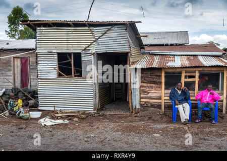 Slum Häuser in Goma, Demokratische Republik Kongo Stockfoto