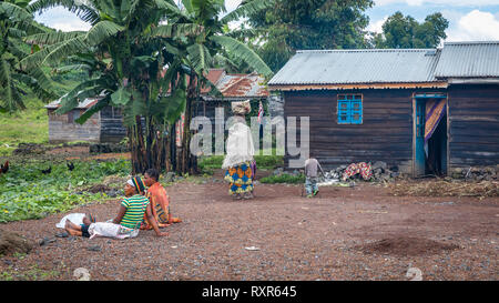 Slum Häuser in Goma, Demokratische Republik Kongo Stockfoto